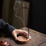 Upside Down Incense Burner – Wooden Round Incense Stick Holder
