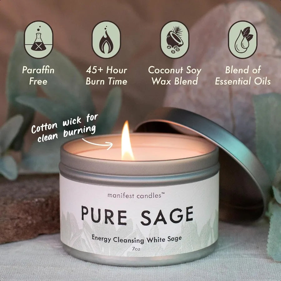 7oz White Sage Candle – Cleansing, Meditation, and Aromatherapy