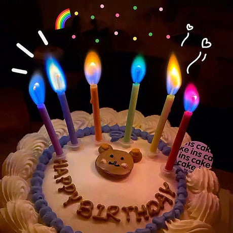 Color Flame Birthday & Christmas Candles – 6pcs / 12pcs | Super Bright, Eco-Friendly & Fun for Kids