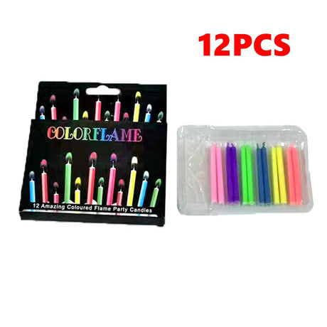Color Flame Birthday & Christmas Candles – 6pcs / 12pcs | Super Bright, Eco-Friendly & Fun for Kids