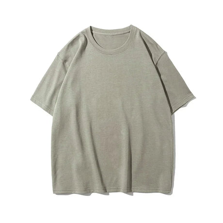 9.9oz 280gsm High Qualtity Oversized Heavy T-shirt for Men Short Sleeve Tee Cotton Solid Color Trend Leisure Green White Black