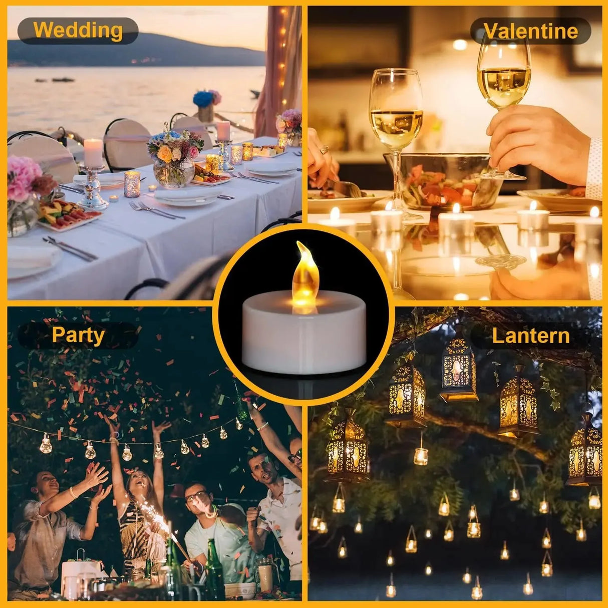 Candlium 12-Pack Warm Yellow Flameless LED Tea Light Candles Battery Operated | 200+ Hours Runtime | Safe for All Occasions