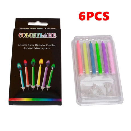 Color Flame Birthday & Christmas Candles – 6pcs / 12pcs | Super Bright, Eco-Friendly & Fun for Kids