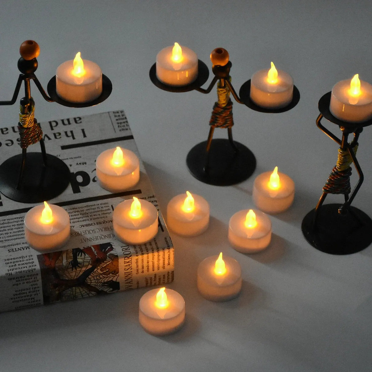 Candlium 12-Pack Warm Yellow Flameless LED Tea Light Candles Battery Operated | 200+ Hours Runtime | Safe for All Occasions