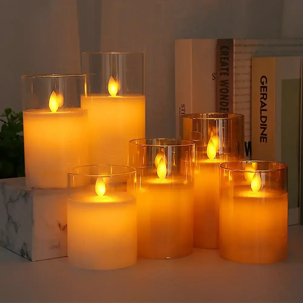 3Pcs LED Flameless Flickering Candle Set – Battery Operated with Remote Control