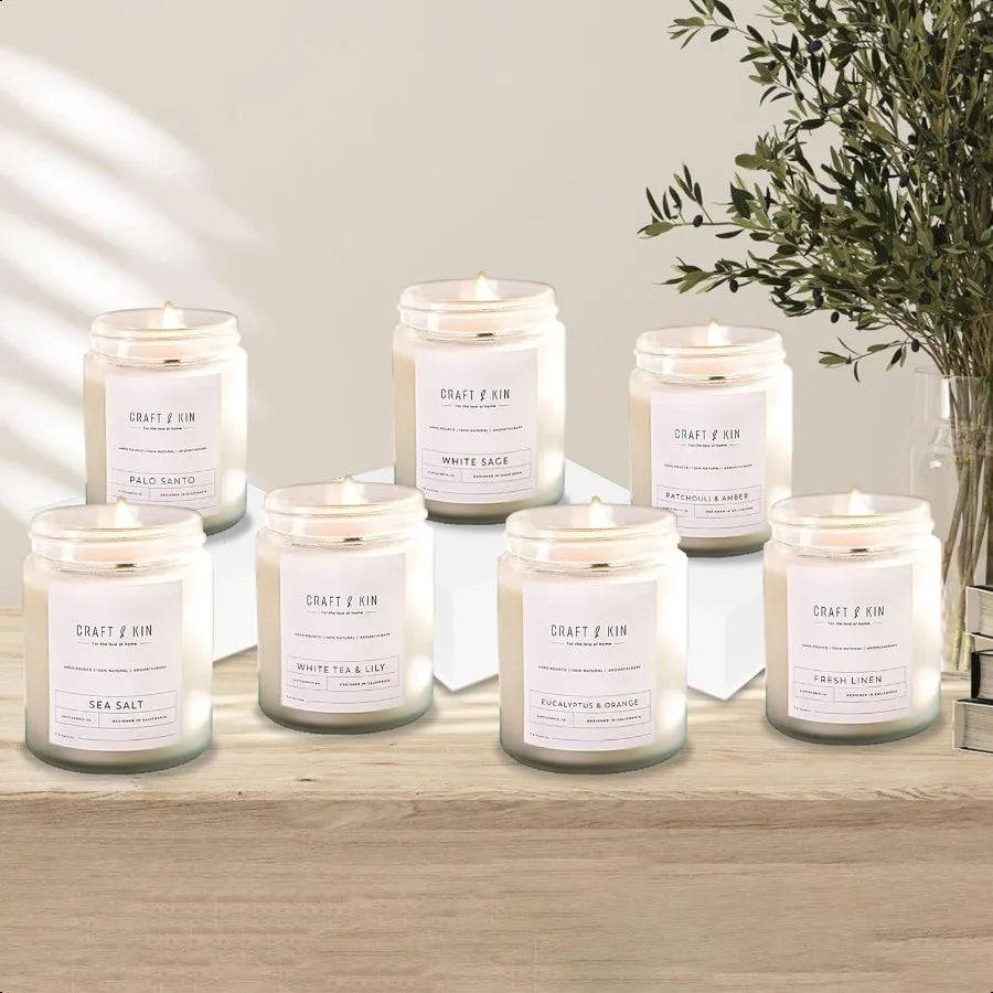 White Sage Scented Candle – 8 oz, 45-Hour Burn, Natural Soy with Wood Wick
