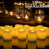 Flickering LED Tealight Candles – 12/24 Pcs | With or Without Remote Control | Flameless, Battery Operated