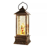 Christmas Lantern with 8 Pieces of Music Sparkling Santa Claus Crystal Keep Circling for Garden Decoration
