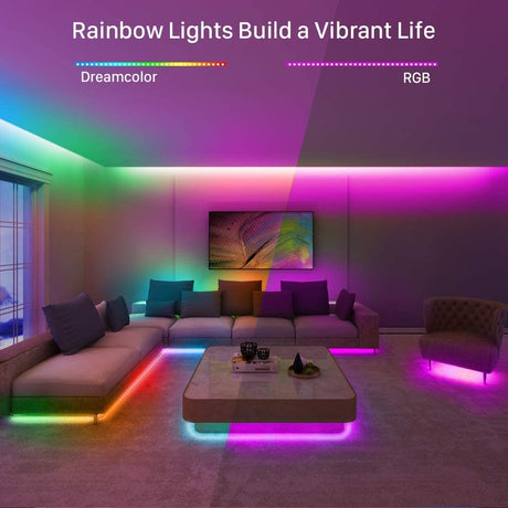 RGBIC LED Strip Lights, 16.4Ft Color Changing LED Lights with App Control, 64 Scene Modes, Music Mode, Light Strip with Black Tape for Bedroom, Kitchen, Living Room, Party, Home Decor