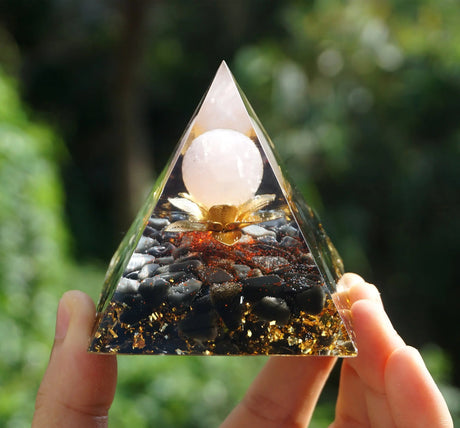 Tree of Life Orgonite Pyramide Amethyst Obsidian Stone Pyramid Crystal Healing Reiki Energy Orgone Collection