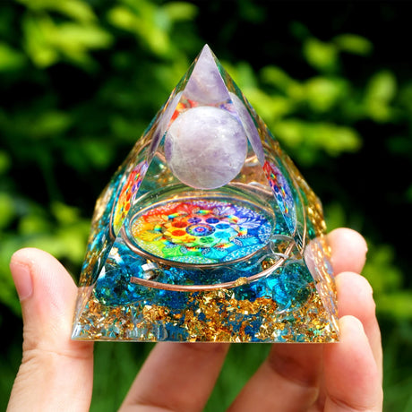 Tree of Life Orgonite Pyramide Amethyst Obsidian Stone Pyramid Crystal Healing Reiki Energy Orgone Collection