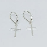 Sterling Silver Cross Earrings: 925 Silver Leverback
