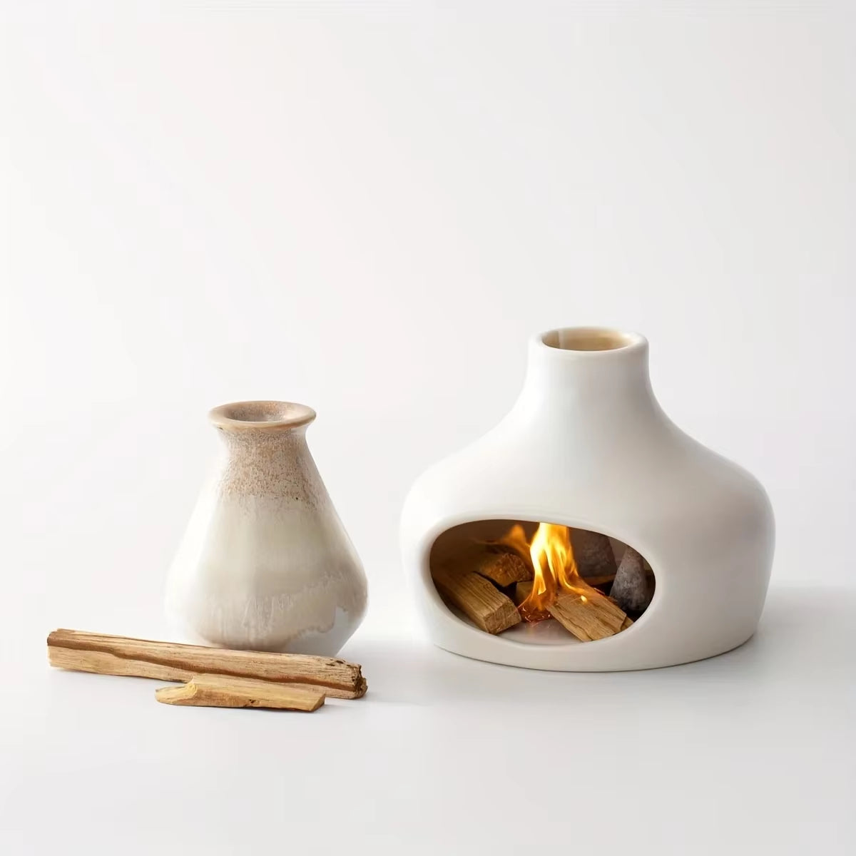 Ceramic Palo Santo & Sage Burner with Chimney – Black or White – view 3