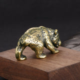 Antique Copper Bear Figurine – Solid Brass Desk Ornament – view 2