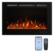 36 In. Electric Fireplace Insert with Remote and Log Crystal, Black