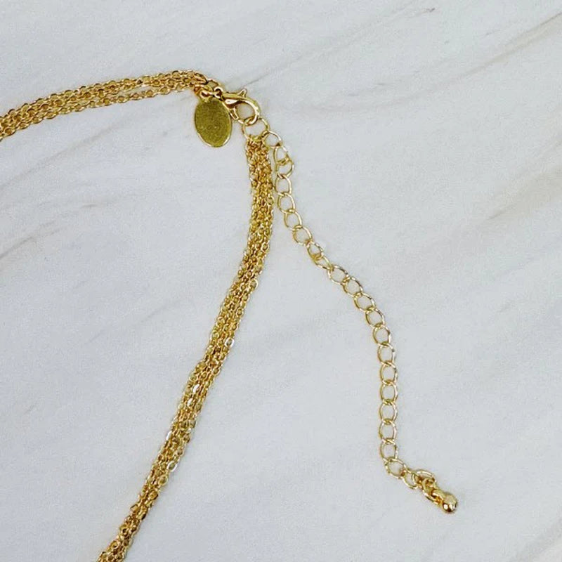 Bezel Crystals Layered Chain Necklace