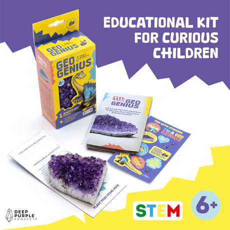 Amethyst Discovery Kit for Kids, Educational Crystal & Geology STEM Set, Gemstone for Children