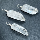 Quartz Crystal Point Wire Wrapped Pendant (Silver Plated) Natural Genuine
