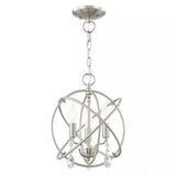 Cahill 12.625 In. 3-Light Brushed Nickel Convertible Mini Chandelier/Semi Flush with Crystals