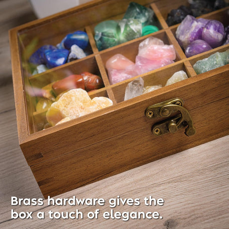 Rock Display Case - 8" X 8" Rock Collection Box for Kids & Adults - Crystal Hold