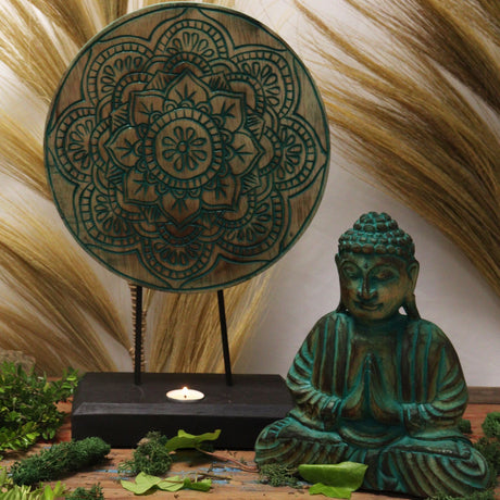 Green Buddha Knot Feng Shui Set – Eternal Wisdom & Harmony