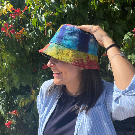 Patched Hemp & Cotton Boho Festival Hat – Tie-Dye