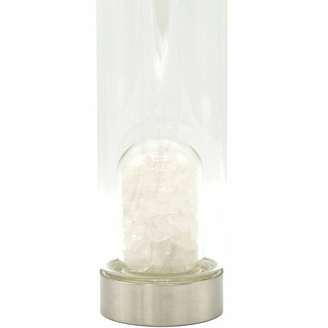 Crystal Infused Glass Water Bottle – Clear Quartz 500ml