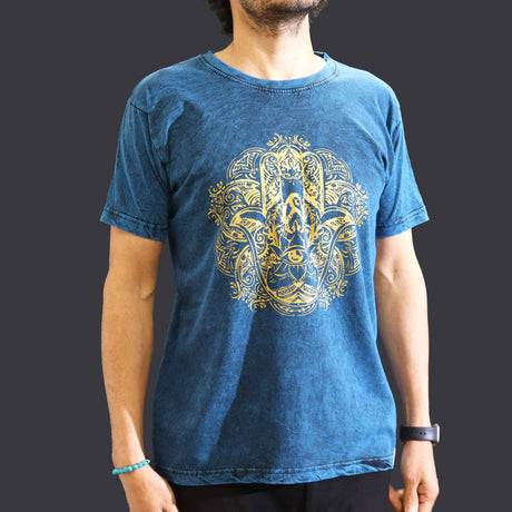 Stone Washed T-Shirt – Hamsa Blue (Medium)