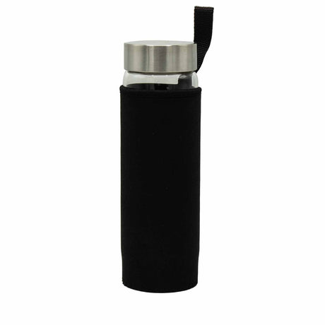Crystal-Infused Glass Water Bottle – Clear Quartz Chips