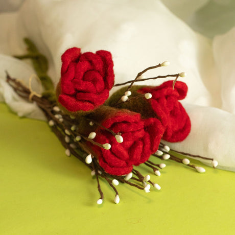 Felt Flowers - Red Roses Handcrafted Décor