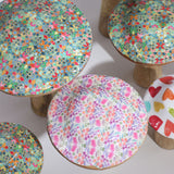 Large Wooden Mushroom - Pastel Hearts