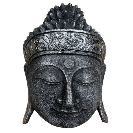 Home Decoration Buddha Head – 25 cm – Silver Shine Finish
