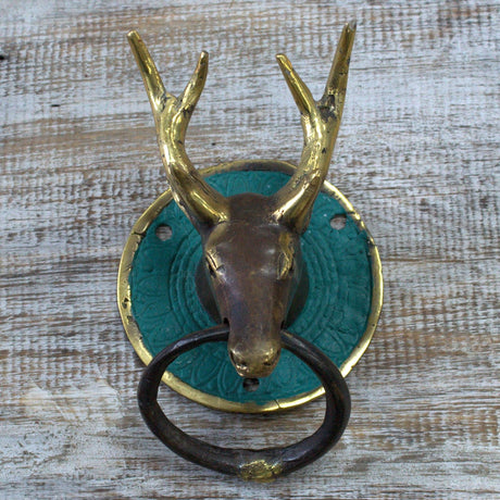 Brass Door Knocker - Majestic Stag's Head Design