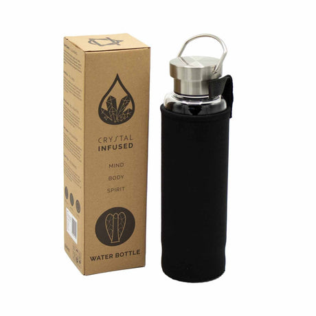 Crystal Infused Glass Water Bottle – Clear Quartz 500ml