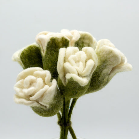 Felt Flowers - White Roses Decorative Accent | Handcrafted Floral Decor