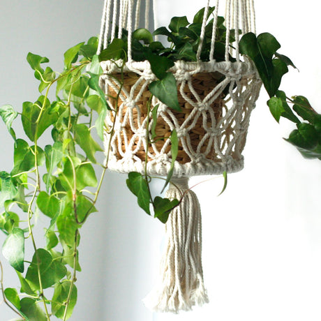 Macrame Pot Holder – Double Holder (Natural)