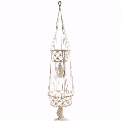 Macrame Pot Holder – Double Holder (Natural)