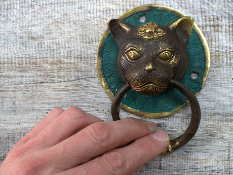 Tiger Head Brass Door Knocker – Decorative Entrance Hardware