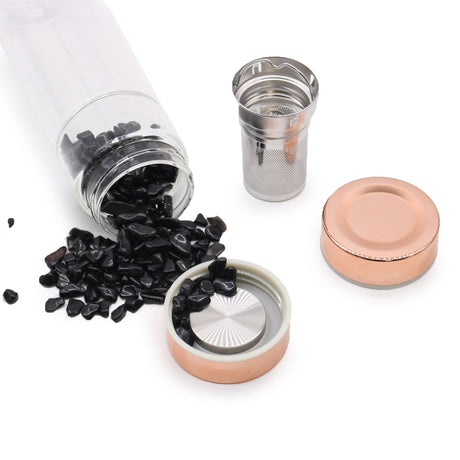 Rose Gold Crystal Tea Infuser Bottle – Rock Quartz Healing Water