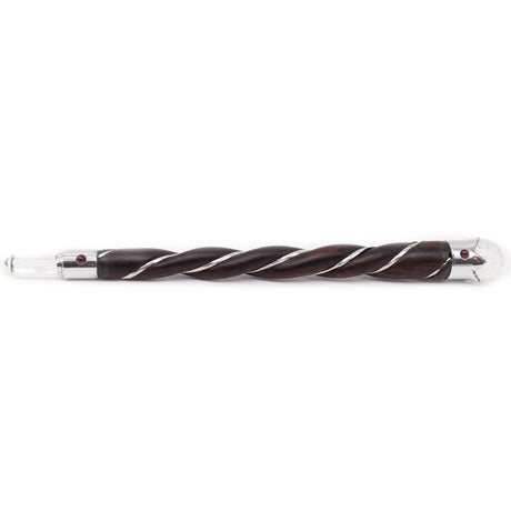 Twisted Wood & Rock Quartz Healing Wand - Crystal Energy Tool