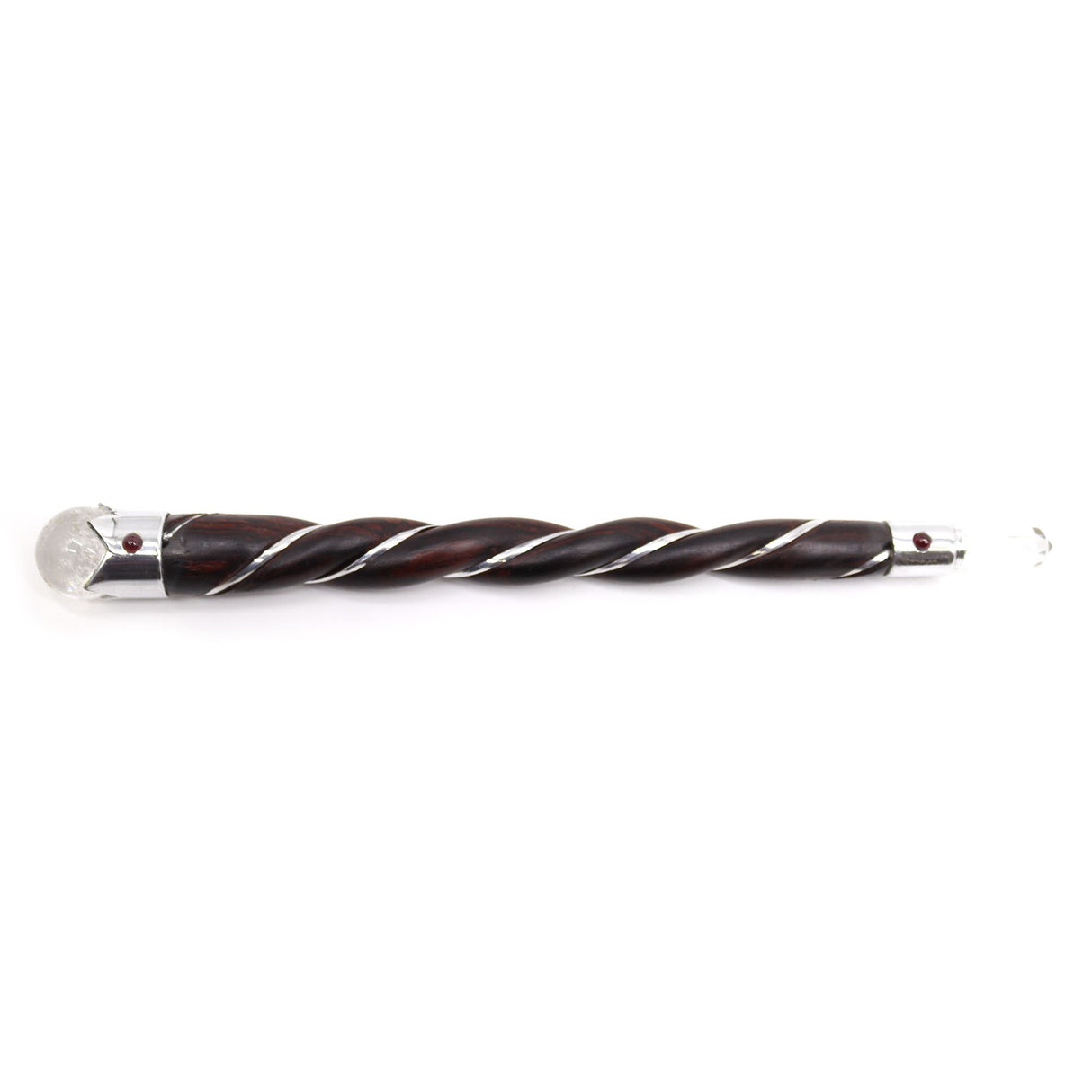 Twisted Wood & Rock Quartz Healing Wand - Crystal Energy Tool