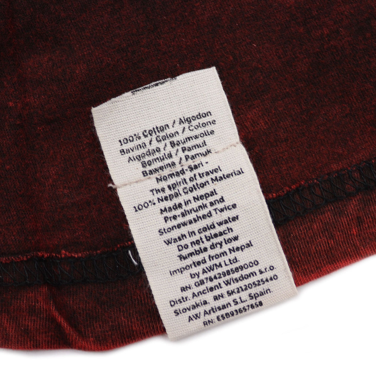 Large Stone Washed T-Shirt - Mandala - Maroon