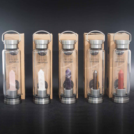 Crystal Infused Glass Water Bottle – Clear Quartz 500ml
