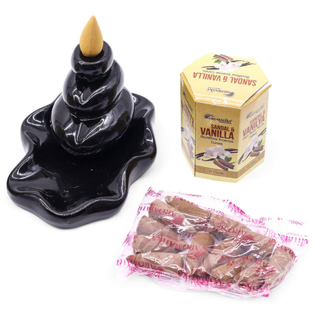 Masala Backflow Incense Cones - Sandalwood & Vanilla (Pack of 10)