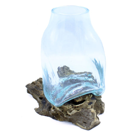 Large Molten Glass Terrarium Jar on Wood – Artisan Vase