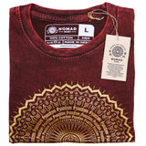 Large Stone-Washed T-Shirt – Mandala Print – Maroon