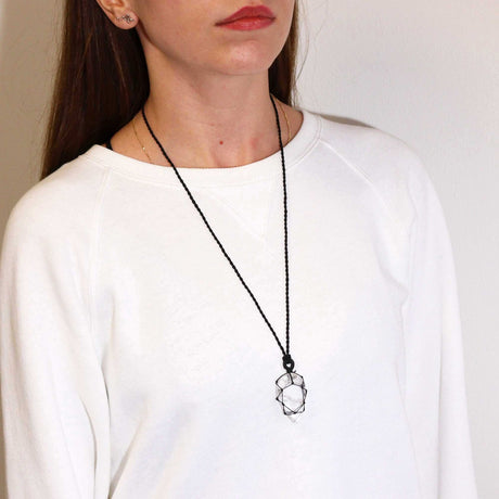 Rock Quartz Teardrop Pendant – Laced Gemstone Crystal Necklace