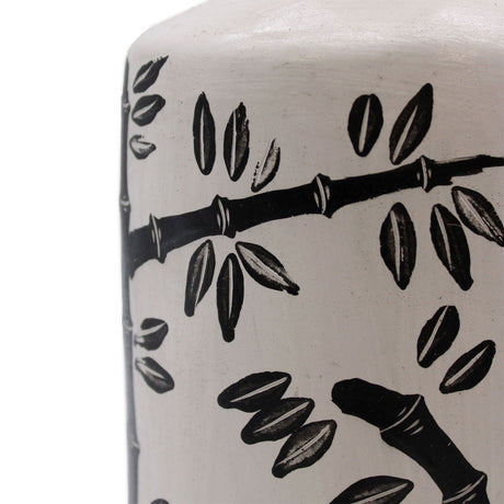 Bamboo Motif Vase – Natural Ceramic, Straight