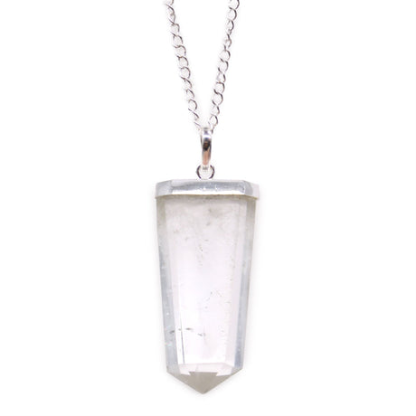 Gemstone Flat Pencil Pendant - Rock Quartz Crystal