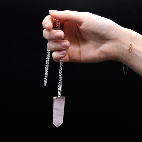 Gemstone Flat Pencil Pendant - Rock Quartz Crystal